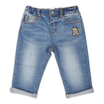 Moschino Jeans Tinta Unita con Elastico In Vita per Neonato MUP05FX AZZURRO MOSCHINO 