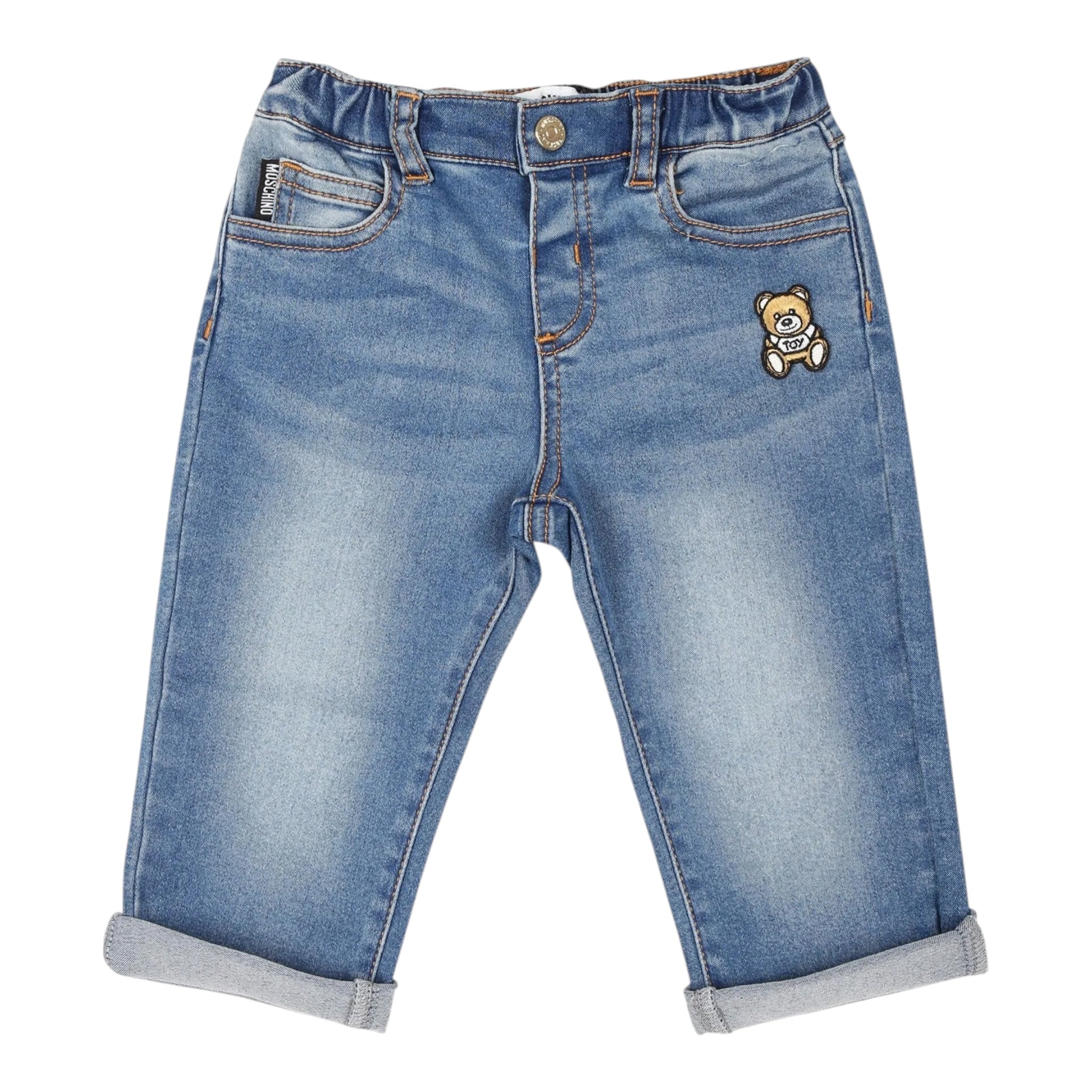 Moschino Jeans Tinta Unita con Elastico In Vita per Neonato MUP05FX AZZURRO MOSCHINO 