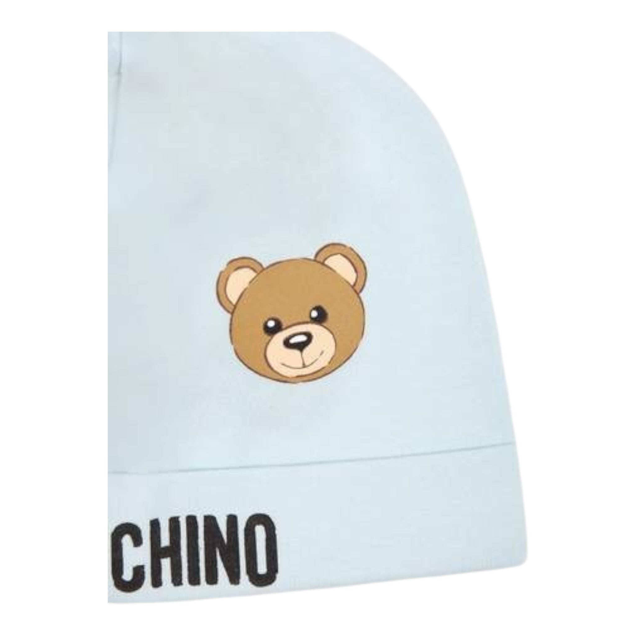 Moschino Cappello Tinta Unita con Stampa per Neonato MUX05A AZZURRO MOSCHINO 