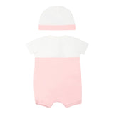 Moschino Set Pagliaccetto-Cappello Bicolore per Neonata MUY07EX BIANCO/ROSA MOSCHINO 