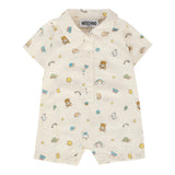 Moschino Pagliaccetto Tinta Unita con Stampa per Neonata MUY07J PANNA MOSCHINO 