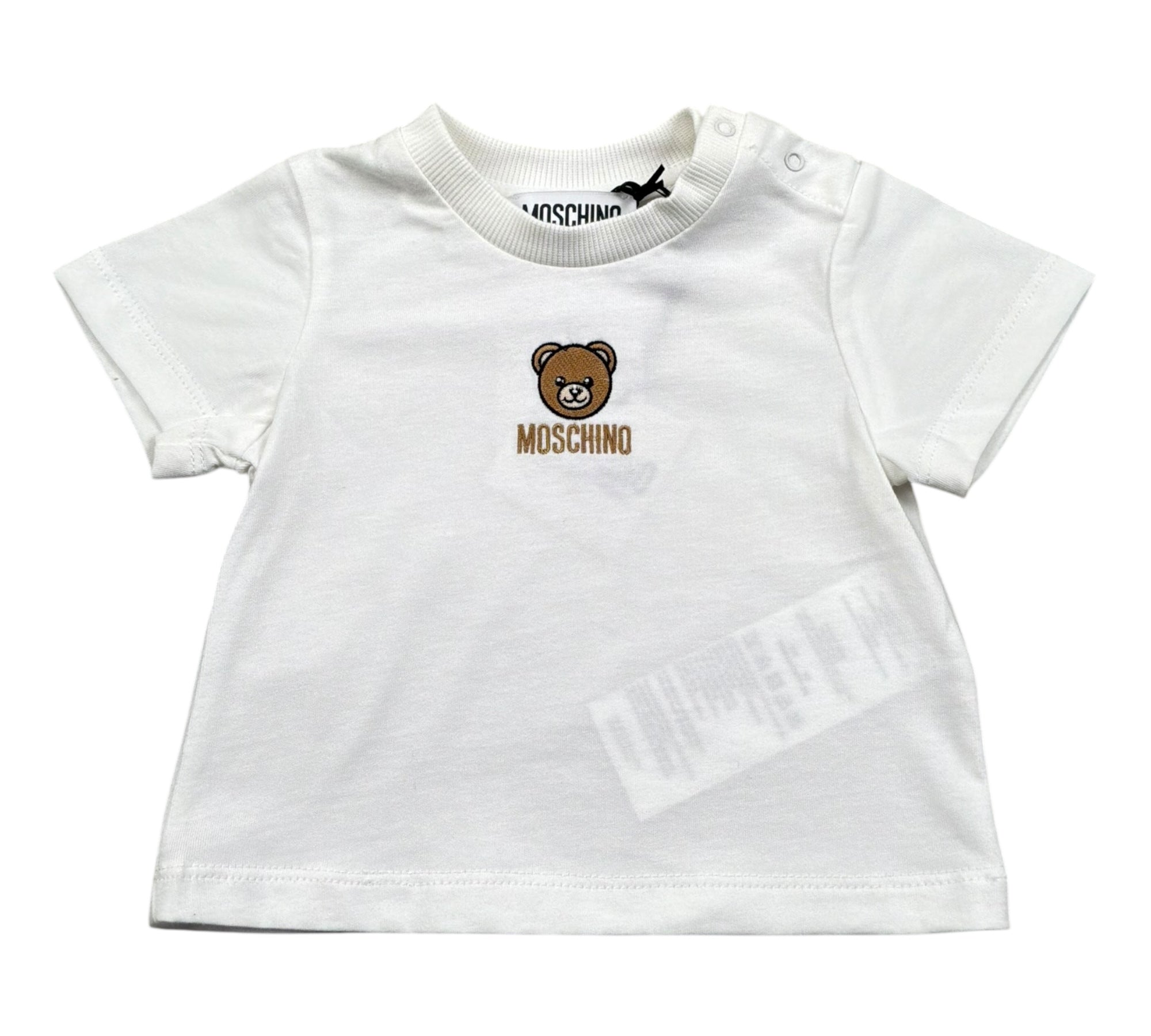 Moschino T-Shirt Girocollo Tinta Unita con Logo per Neonato MYM047 BIANCO MOSCHINO 