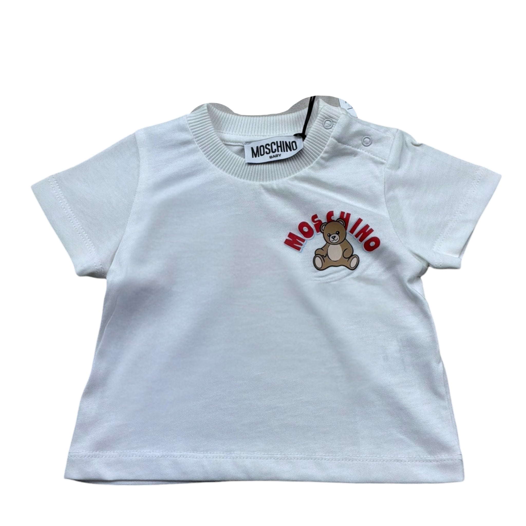 Moschino T-Shirt Girocollo Tinta Unita con Stampa per Neonata MZM047 BIANCO MOSCHINO 