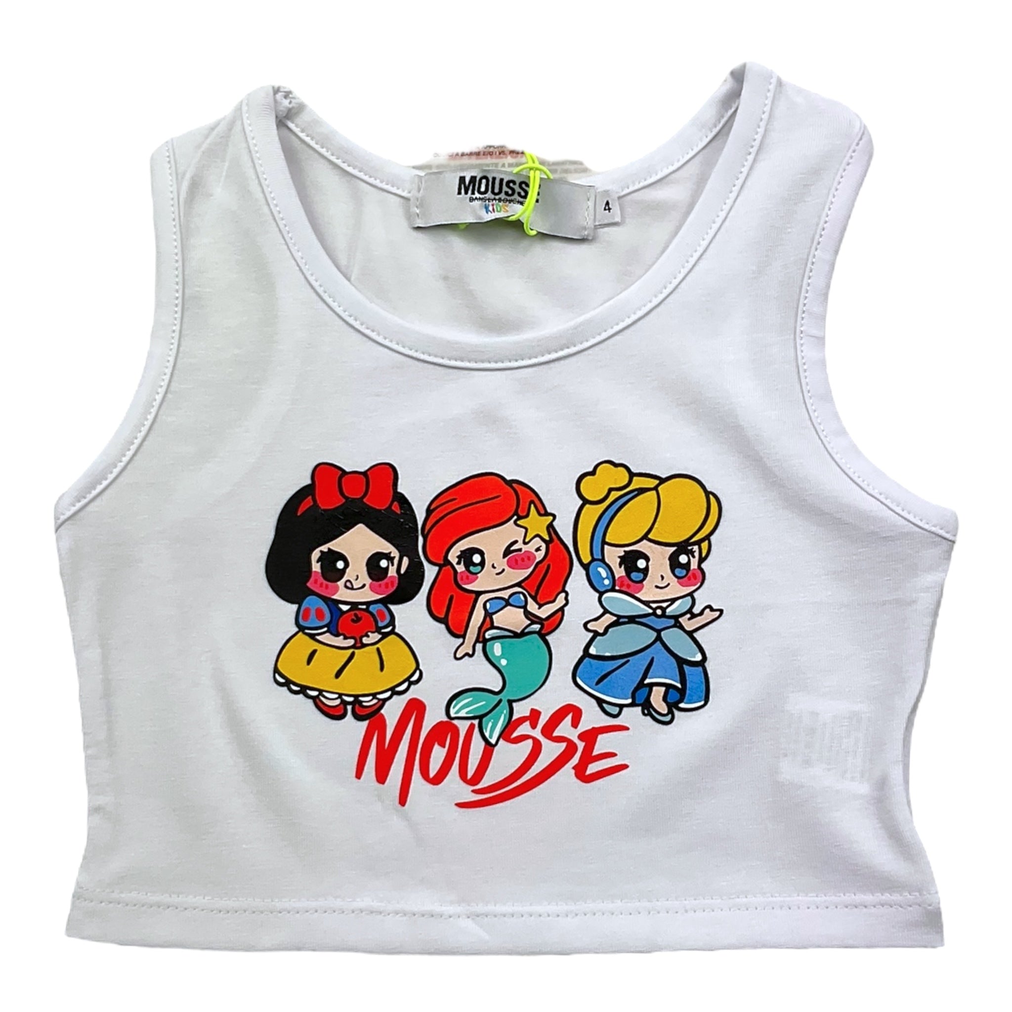 Mousse Canotta Tinta Unita Girocollo con Stampa per Bambina SKTC375W BIANCO MOUSSE 
