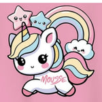 Mousse T-Shirt Girocollo Tinta Unita con Stampa per Bambina UNILEOOOO ROSA MOUSSE 