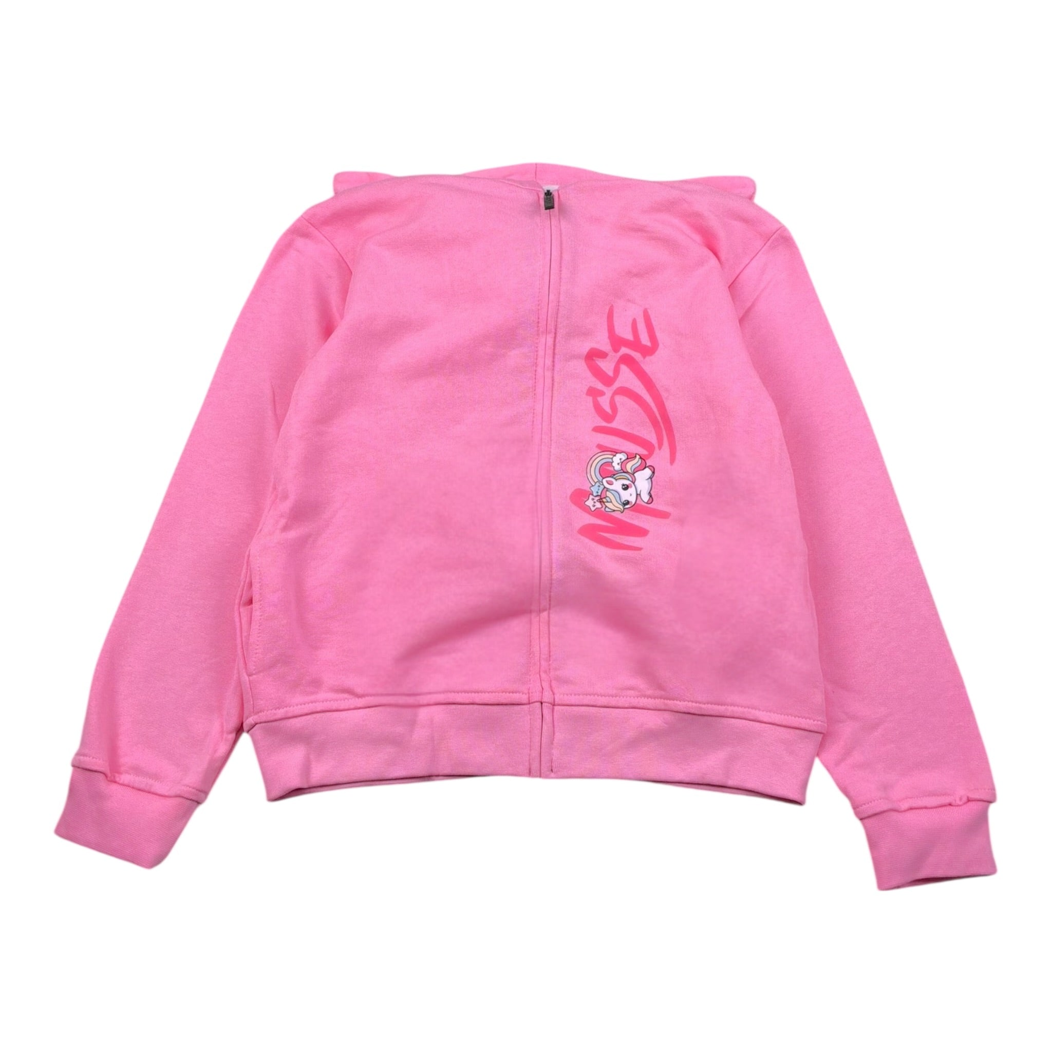 Mousse Felpa Tinta Unita con Zip E Cappuccio per Bambina UNILEOPINKK ROSA MOUSSE 