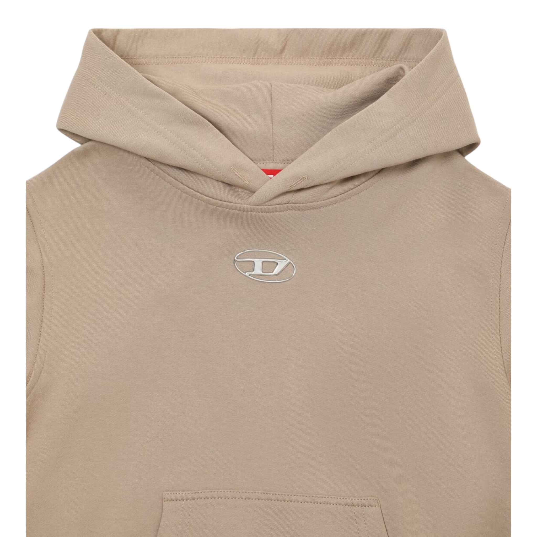 Msgm Felpa Chiusa con Cappuccio Tinta Unita con Stampa per Bambina J02025 BEIGE MSGM 