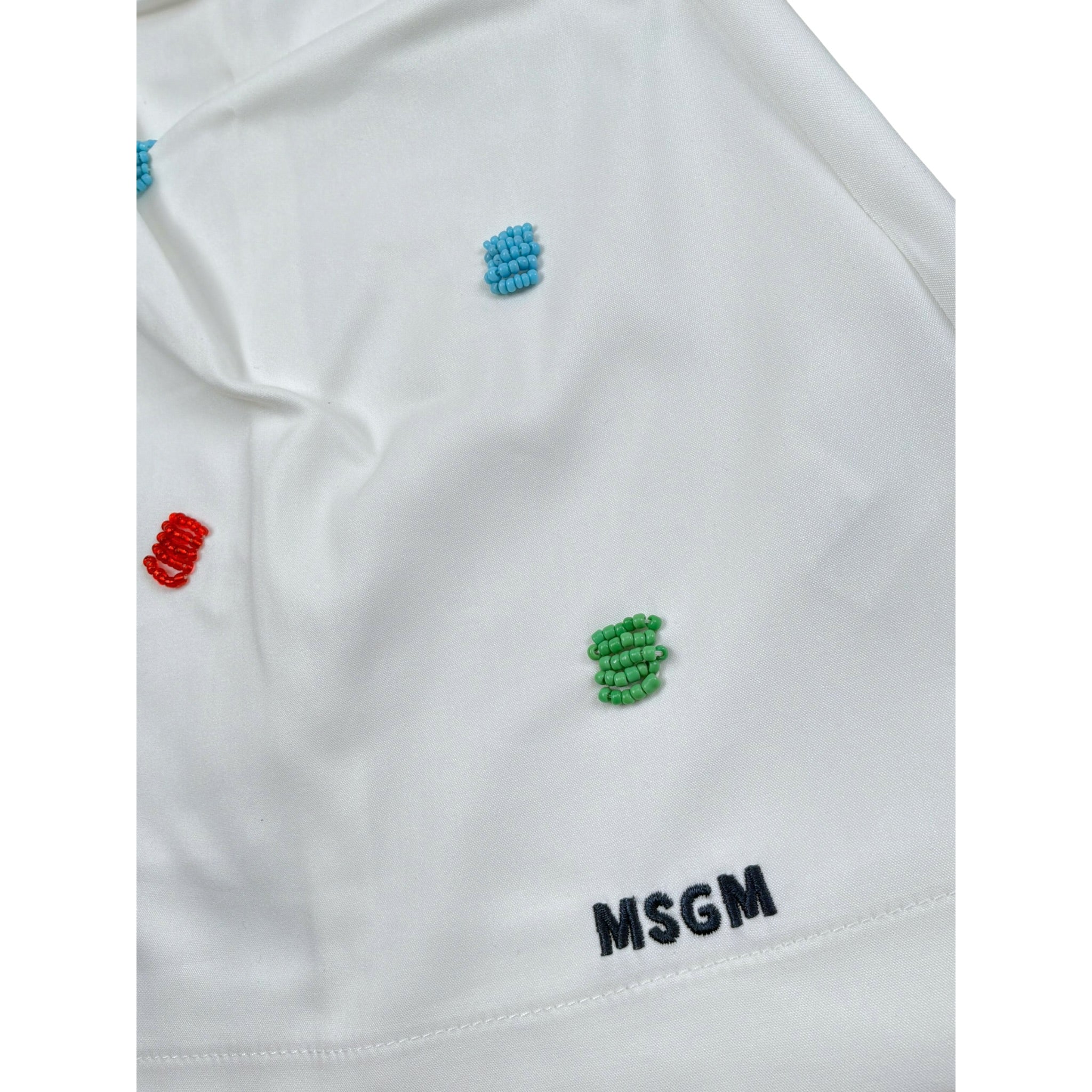 Msgm Abito Tinta Unita con Applicazioni per Bambina S5MSJGDR233 BIANCO MSGM 
