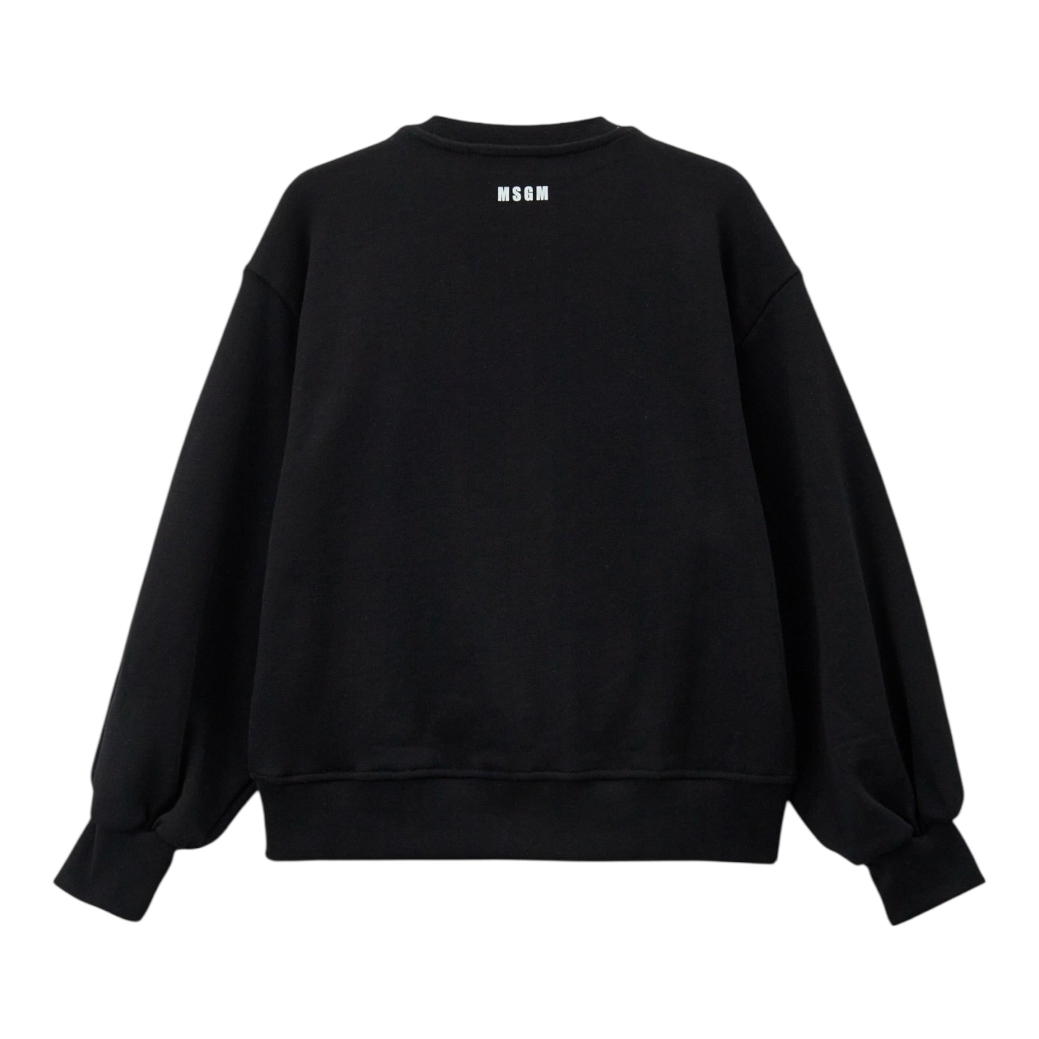 Msgm Felpa Chiusa Girocollo Tinta Unita con Stampa per Bambina S5MSJGSW107X NERO MSGM 
