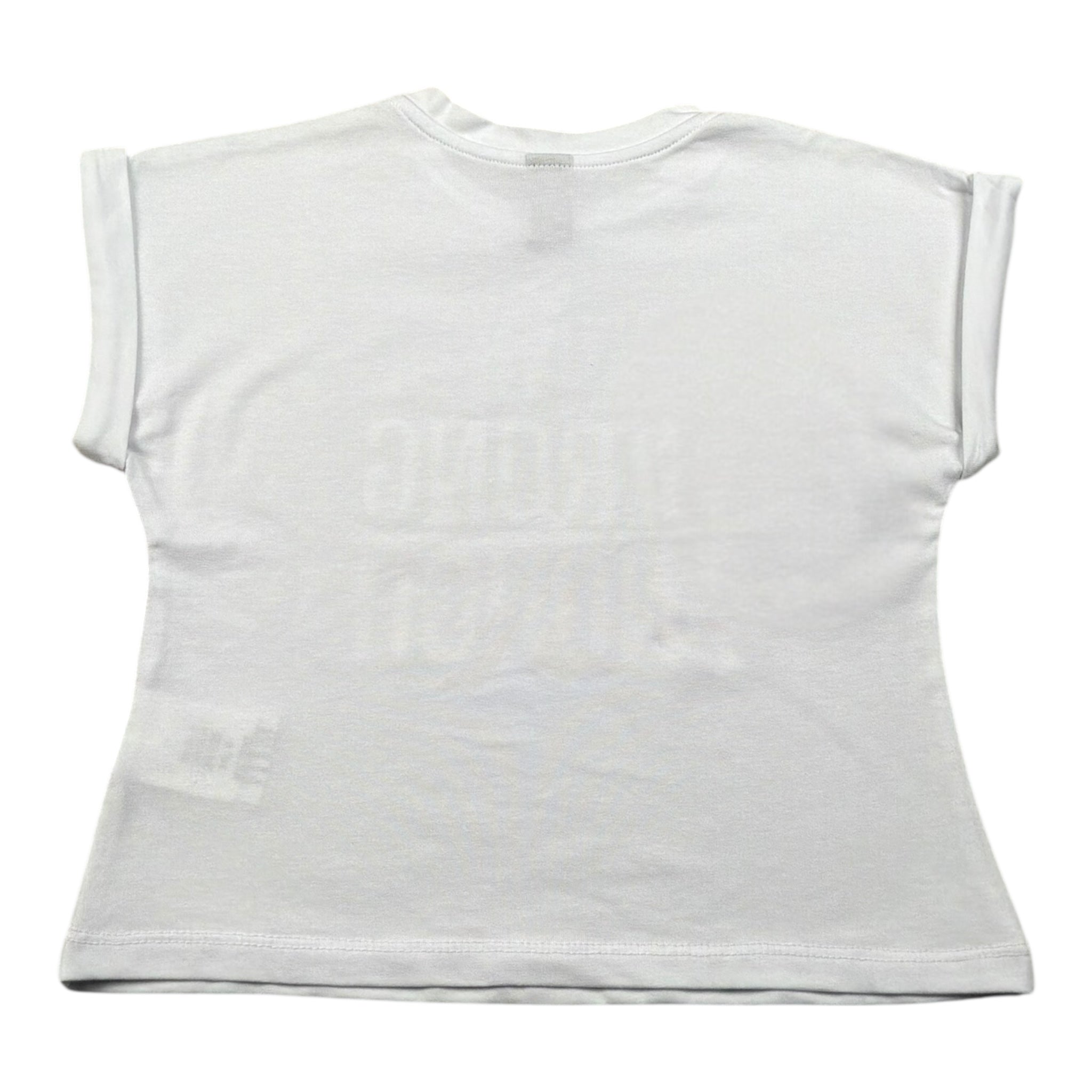 Naice T-Shirt Girocollo Tinta Unita con Stampe per Bambina 24135 BIANCO NAICE 