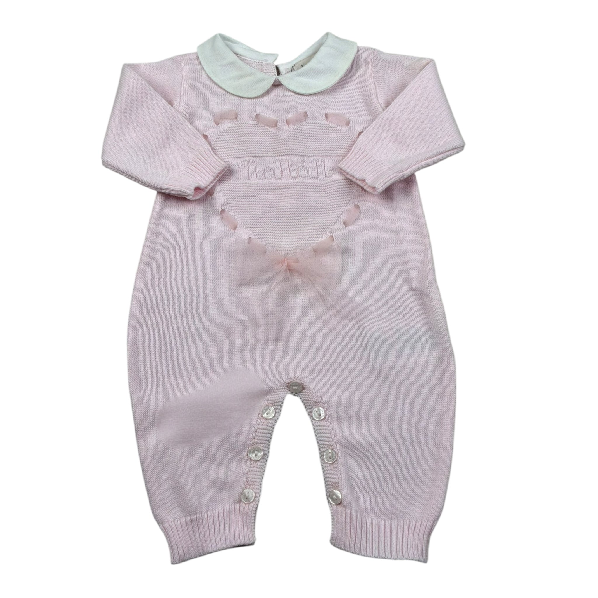 Nanan Tutina Manica Lunga Tinta Unita con Ricami per Neonata E2440201R ROSA NANAN 