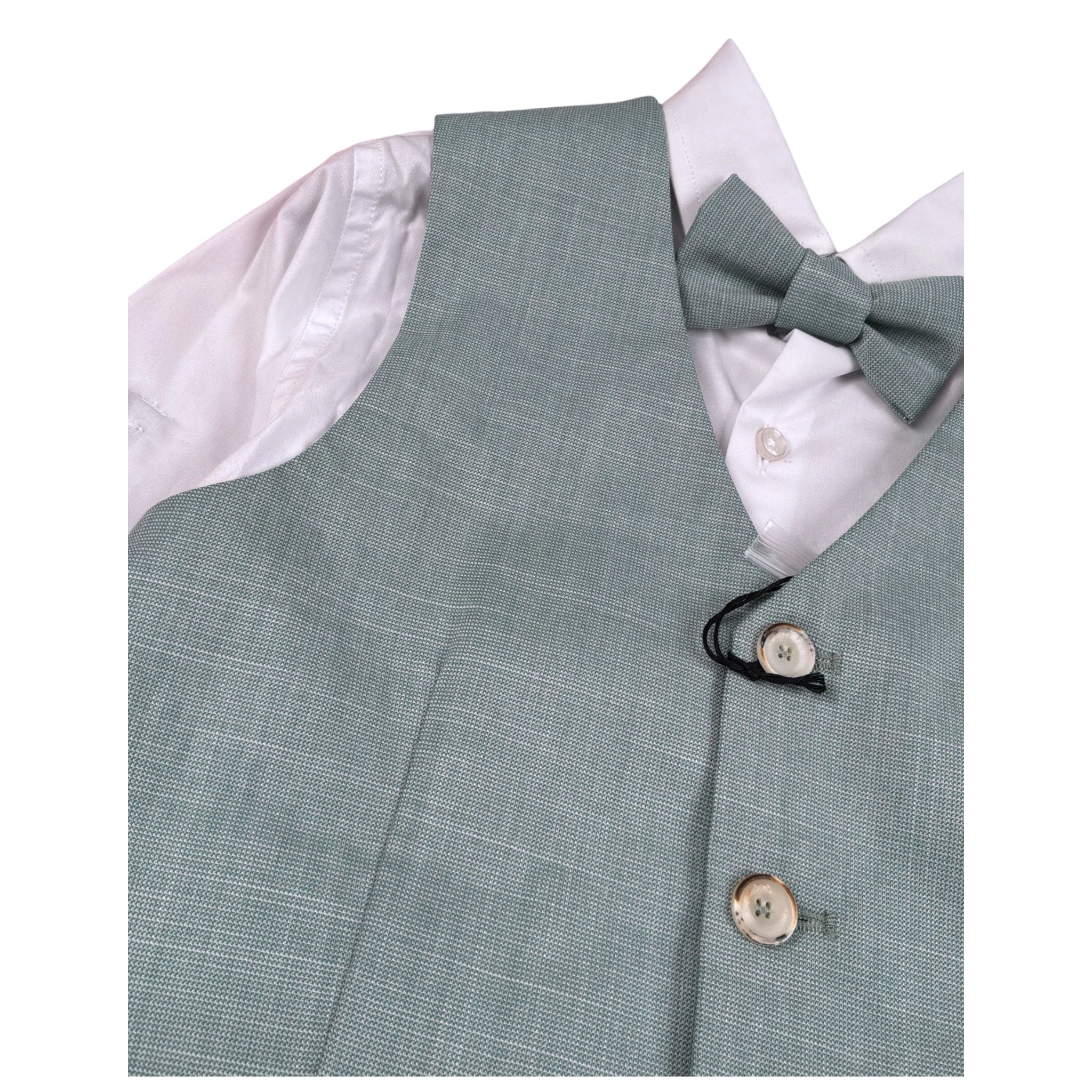 Never Too Completo 4 Pezzi Camicia-Papillon-Gilet-Bermuda Verde per Bambino GM2231B VERDE NEVER TOO 