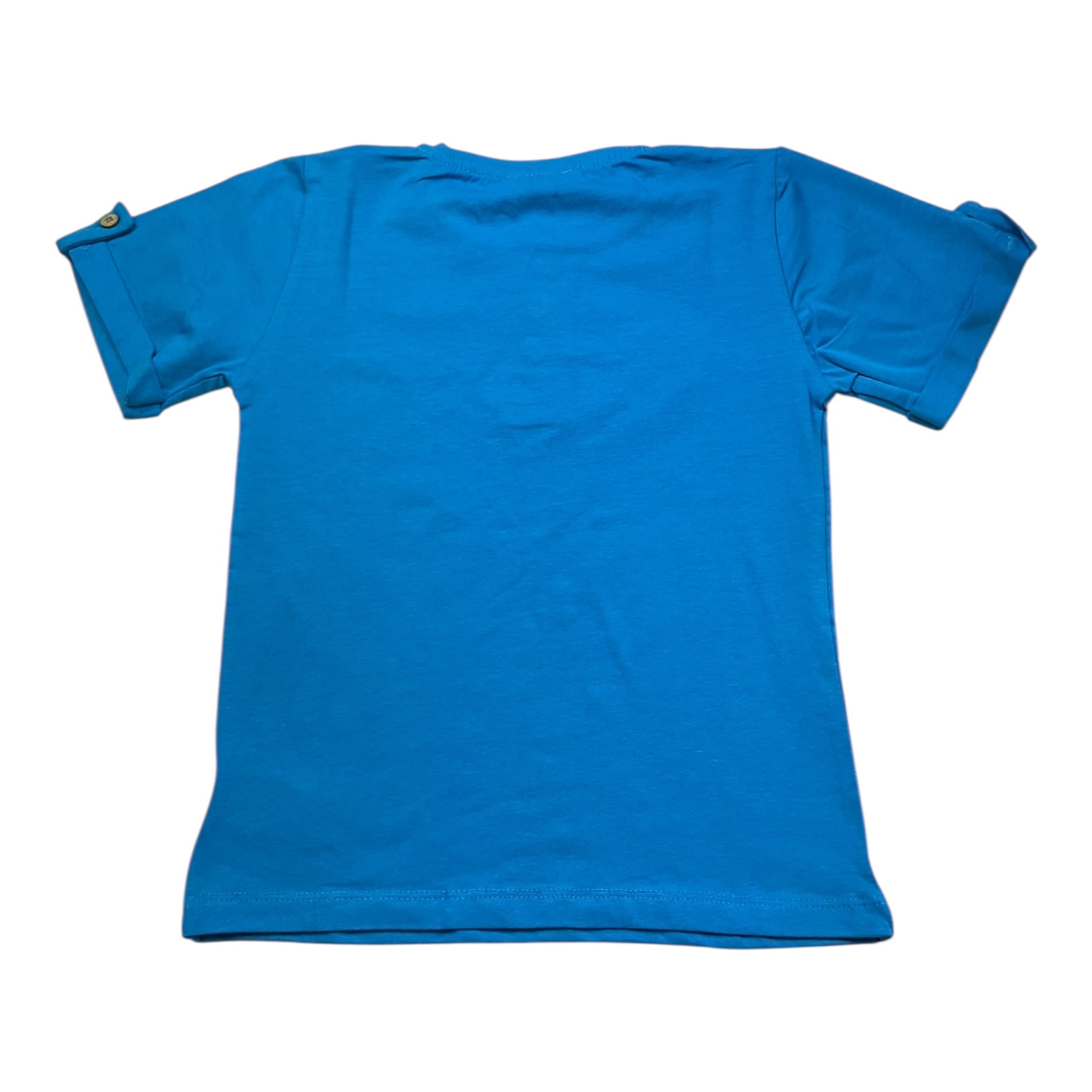 Never Too T-Shirt Girocollo Tinta Unita con Bottoni per Bambino NT1573R COBALTO NEVER TOO 