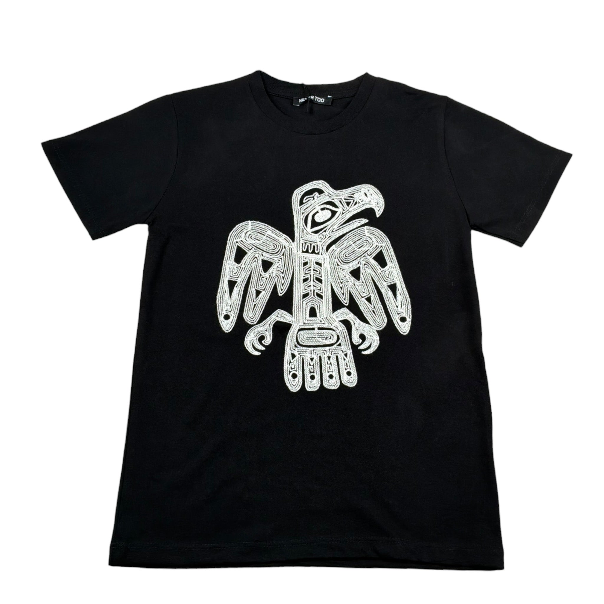 Never Too T-Shirt tinta unita con Stampa Nero per Bambino NT2336R NERO NEVER TOO 
