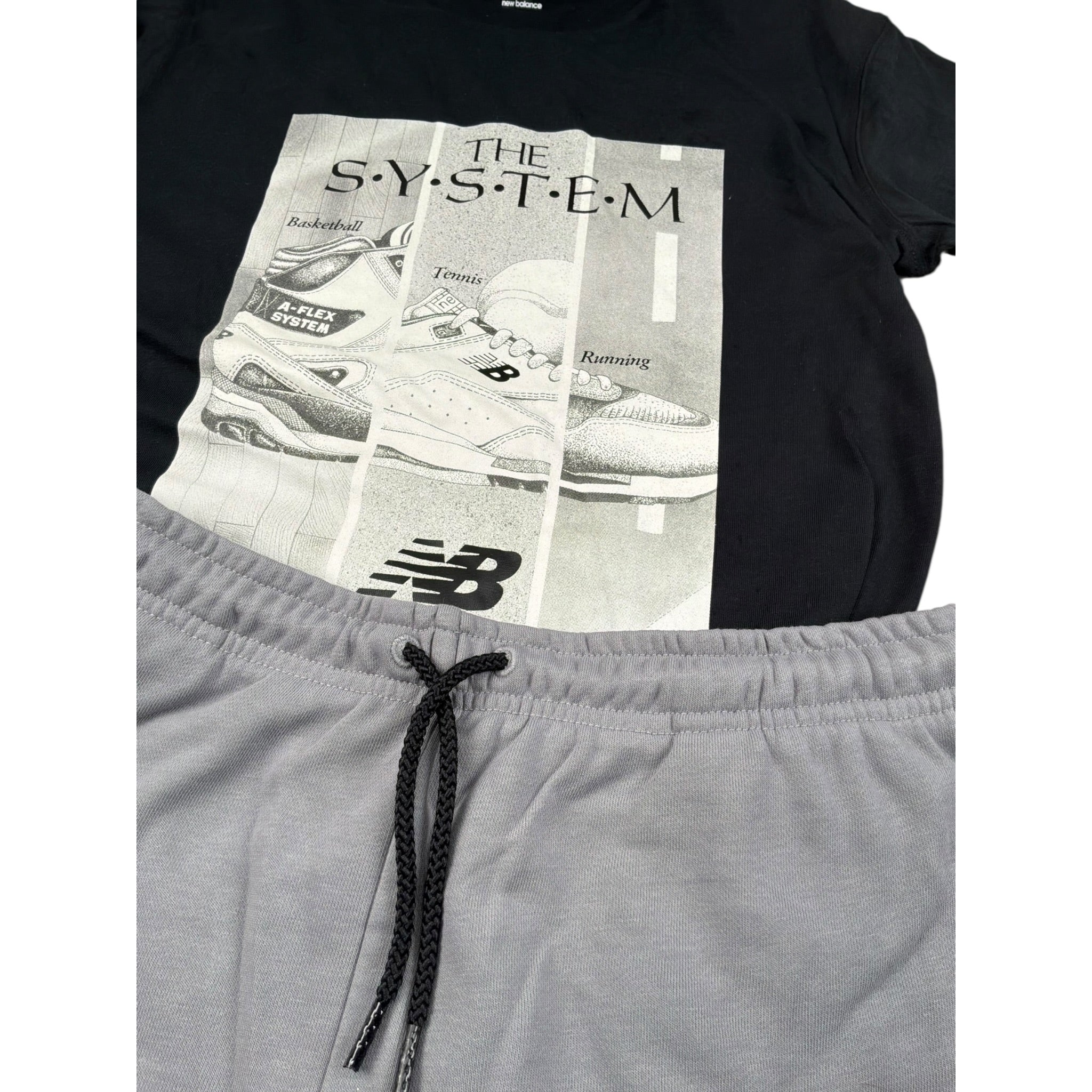 New Balance Completo 2 Pezzi T-Shirt-Bermuda Bicolore per Bambino LAKB0133X NERO/GRIGIO NEW BALANCE 