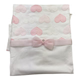 Ninnaoh Coperta Tinta Unita con Fantasia Cuori per Neonata E21COP14 BIANCO NINNAOH 