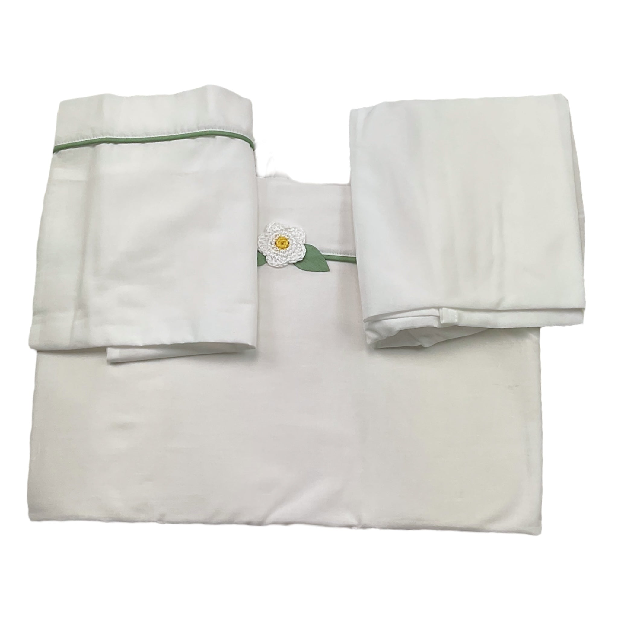 Ninnaoh Set 3 Pezzi Lenzuola Tinta Unita con Applicazioni per Neonata E25LE6 BIANCO NINNAOH 