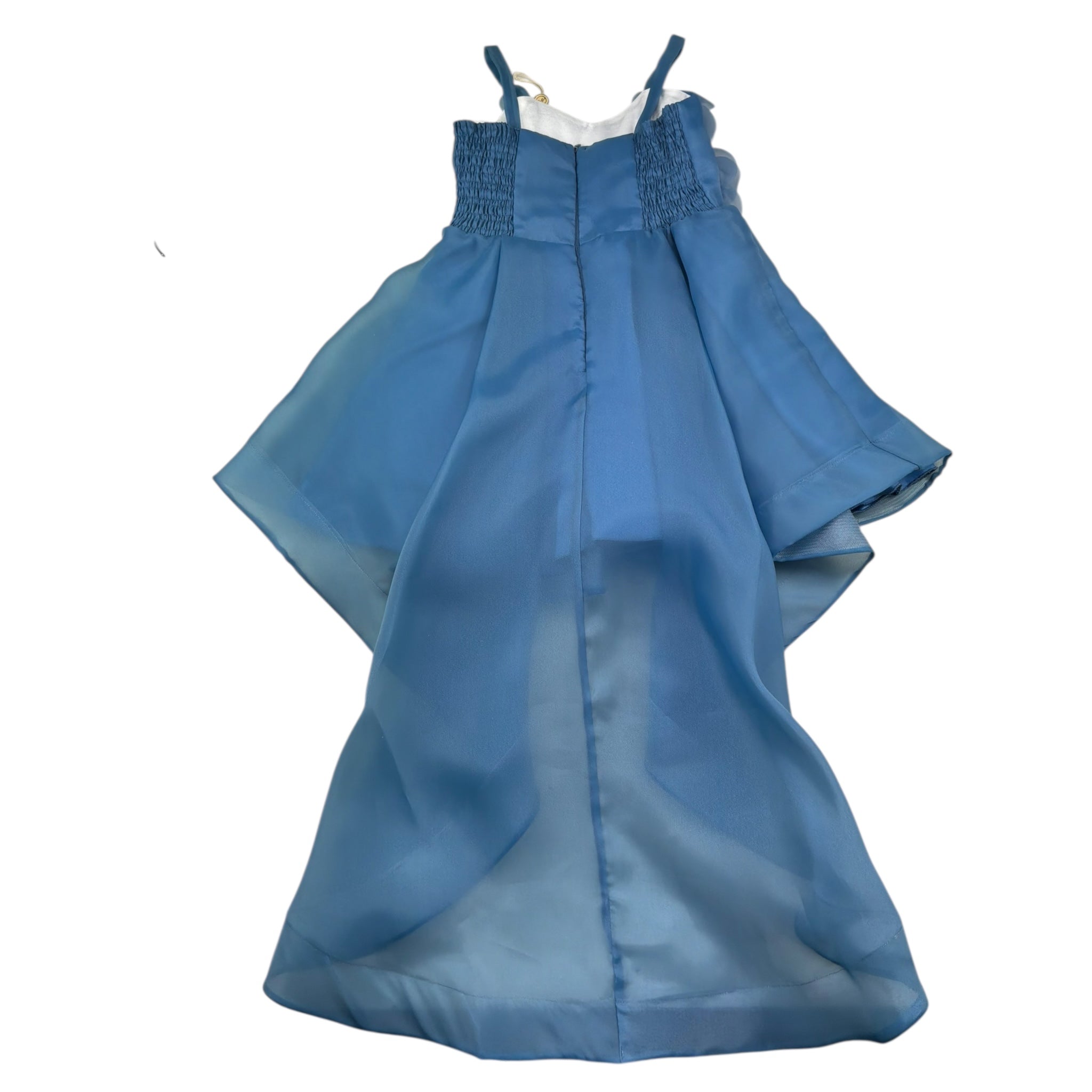 Notaro Of Kids Abito Bretelline Tinta Unita Asimmetrico per Bambina K24205 BLU NOTARO OF KIDS 