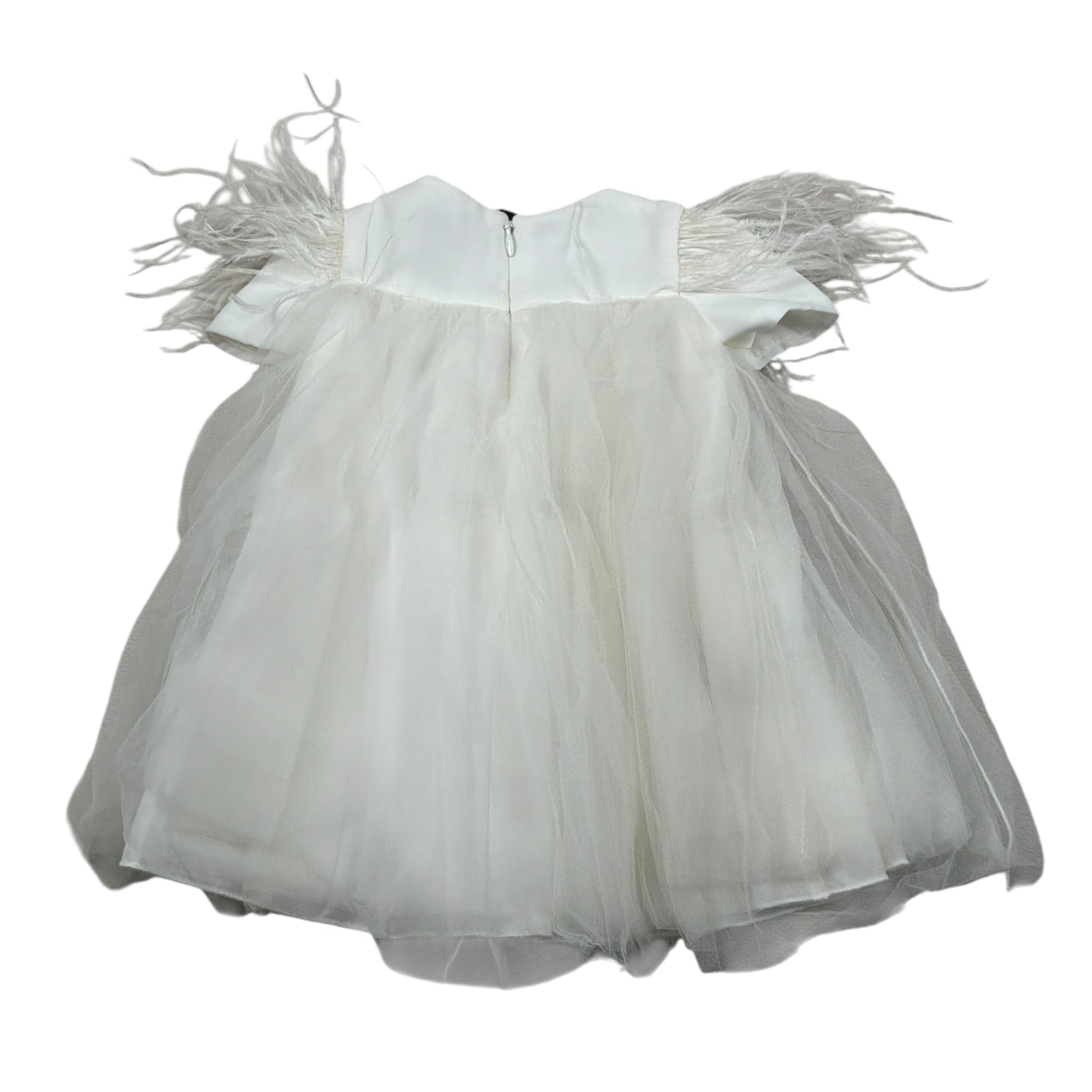 Nunzia Corinna Abito Giromanica tinta unita con Tulle Bianco per Neonata NB2013742 BIANCO NUNZIA CORINNA 