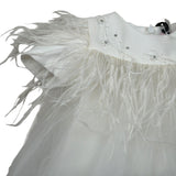Nunzia Corinna Abito Giromanica tinta unita con Tulle Bianco per Neonata NB2013742 BIANCO NUNZIA CORINNA 