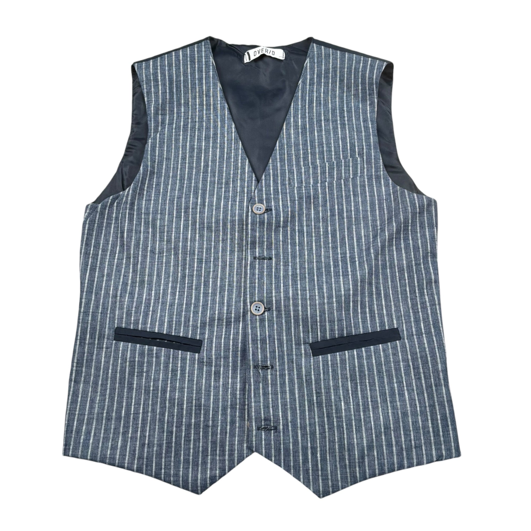 Over-D Gilet Tinta Unita con Bottoni E Fantasia A Righe per Bambino OK1105SGL BLU OVER-D 