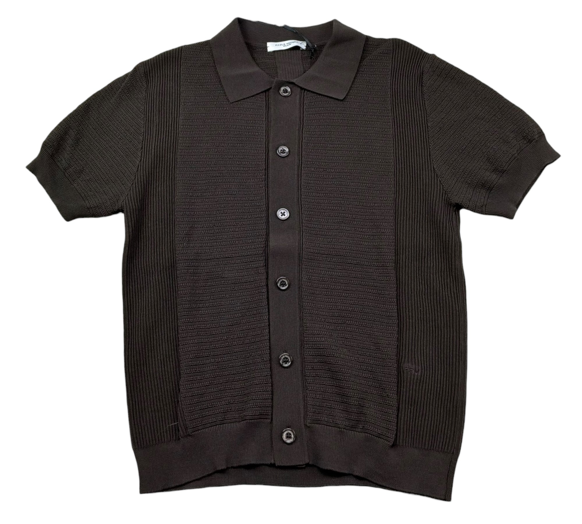 Paolo Pecora Camicia Mezza Manica Tinta Unita Traforato per Bambino PP4276 MARRONE PAOLO PECORA 