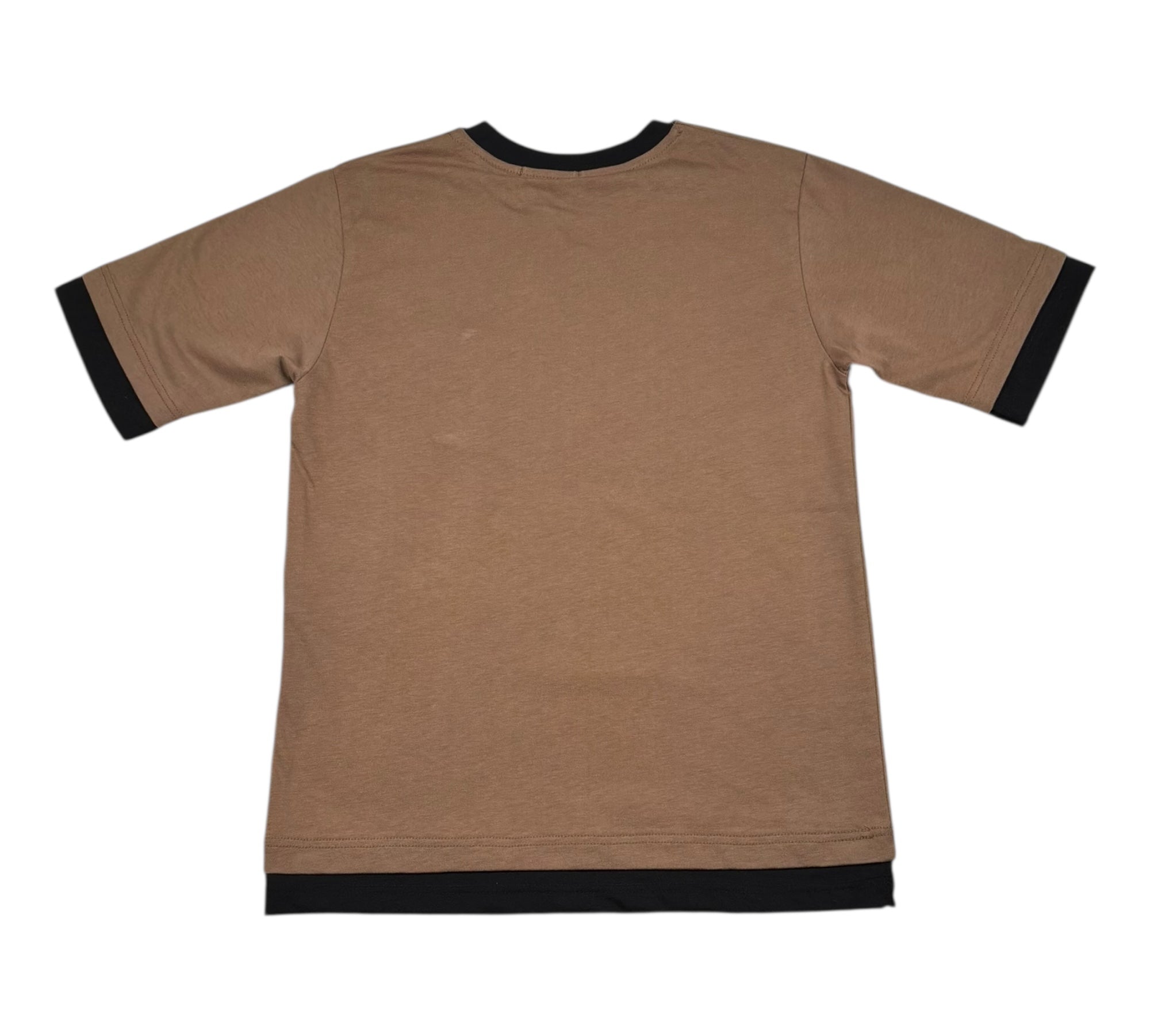 Paolo Pecora T-Shirt Girocollo Tinta Unita con Profili In Contrasto per Bambino PP4347 MARRONE PAOLO PECORA 