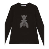 Patrizia Pepe Shirt Girocollo Tinta Unita con Brillantini per Bambina 7M0752 NERO PATRIZIA PEPE 