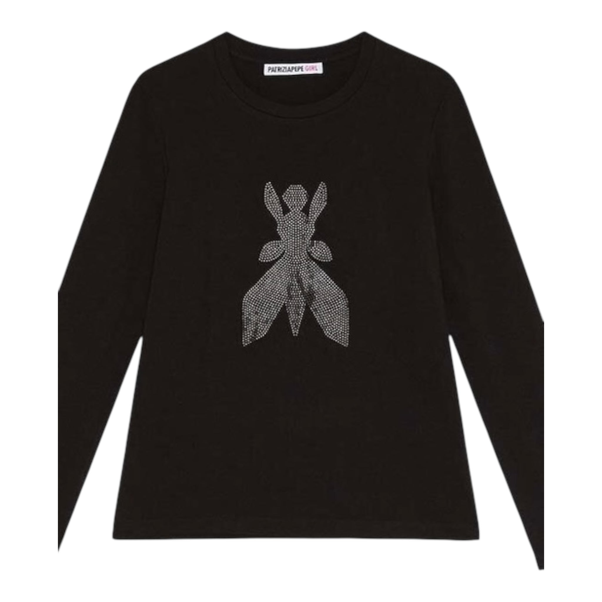Patrizia Pepe Shirt Girocollo Tinta Unita con Brillantini per Bambina 7M0752 NERO PATRIZIA PEPE 