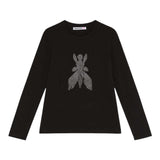 Patrizia Pepe Shirt Girocollo Tinta Unita con Brillantini per Bambina 7M0752 NERO PATRIZIA PEPE 