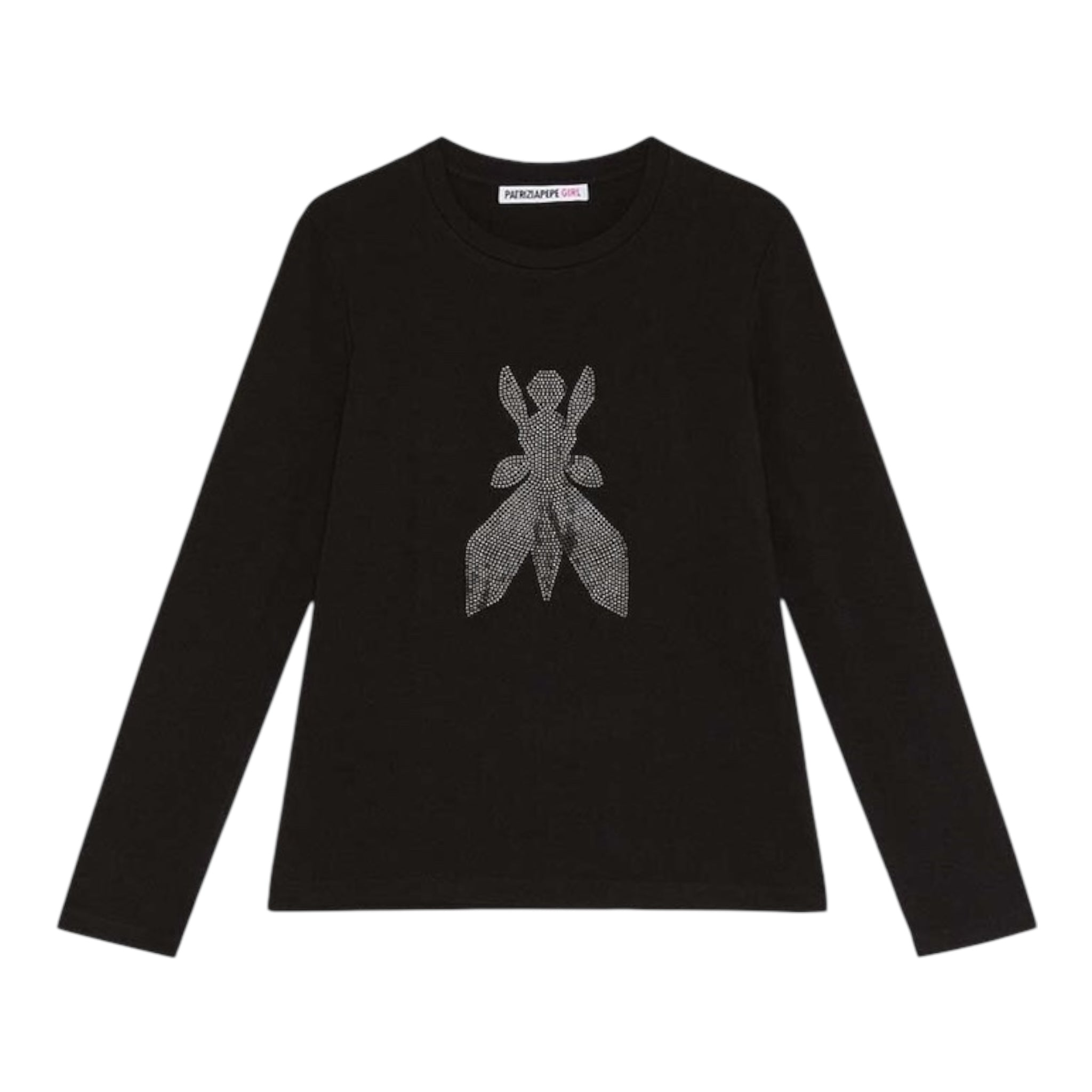 Patrizia Pepe Shirt Girocollo Tinta Unita con Brillantini per Bambina 7M0752 NERO PATRIZIA PEPE 
