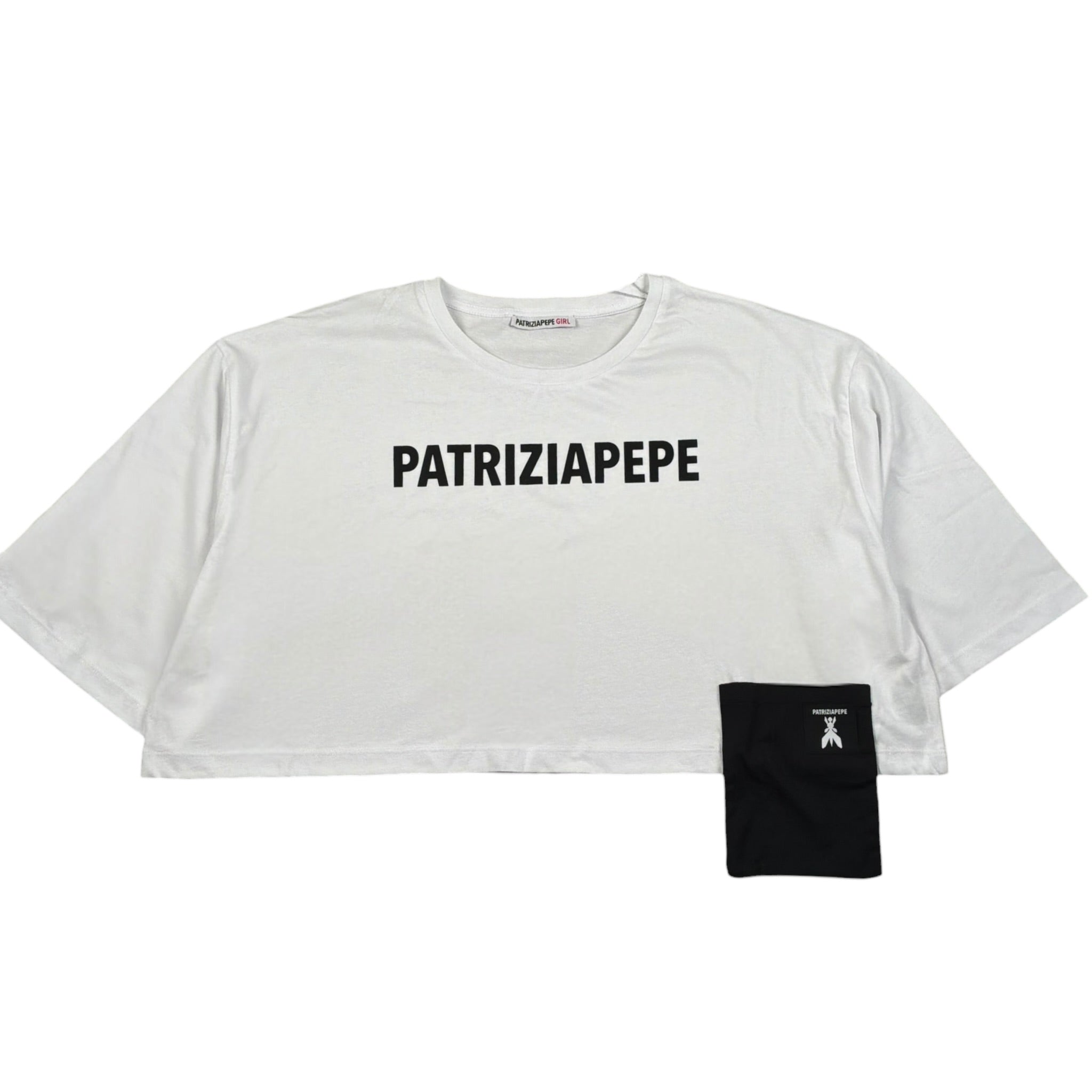 Patrizia Pepe T-Shirt Girocollo Tinta Unita Modello Crop per Bambina 7M0878 BIANCO PATRIZIA PEPE 