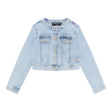 Patrizia Pepe Giubbino In Denim Tinta Unita con Bottoni per Bambina 7O0038 AZZURRO PATRIZIA PEPE 