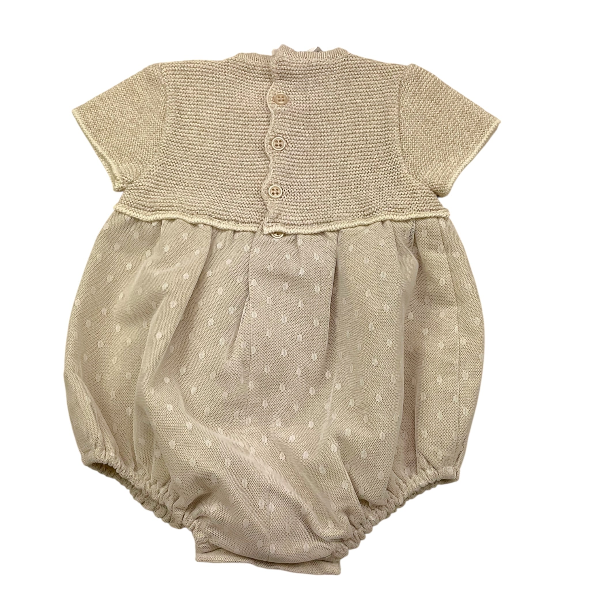 Paz Rodriguez Pagliaccetto Tinta Unita Mezza Manica per Neonata 005122623 BEIGE PAZ RODRIGUEZ 