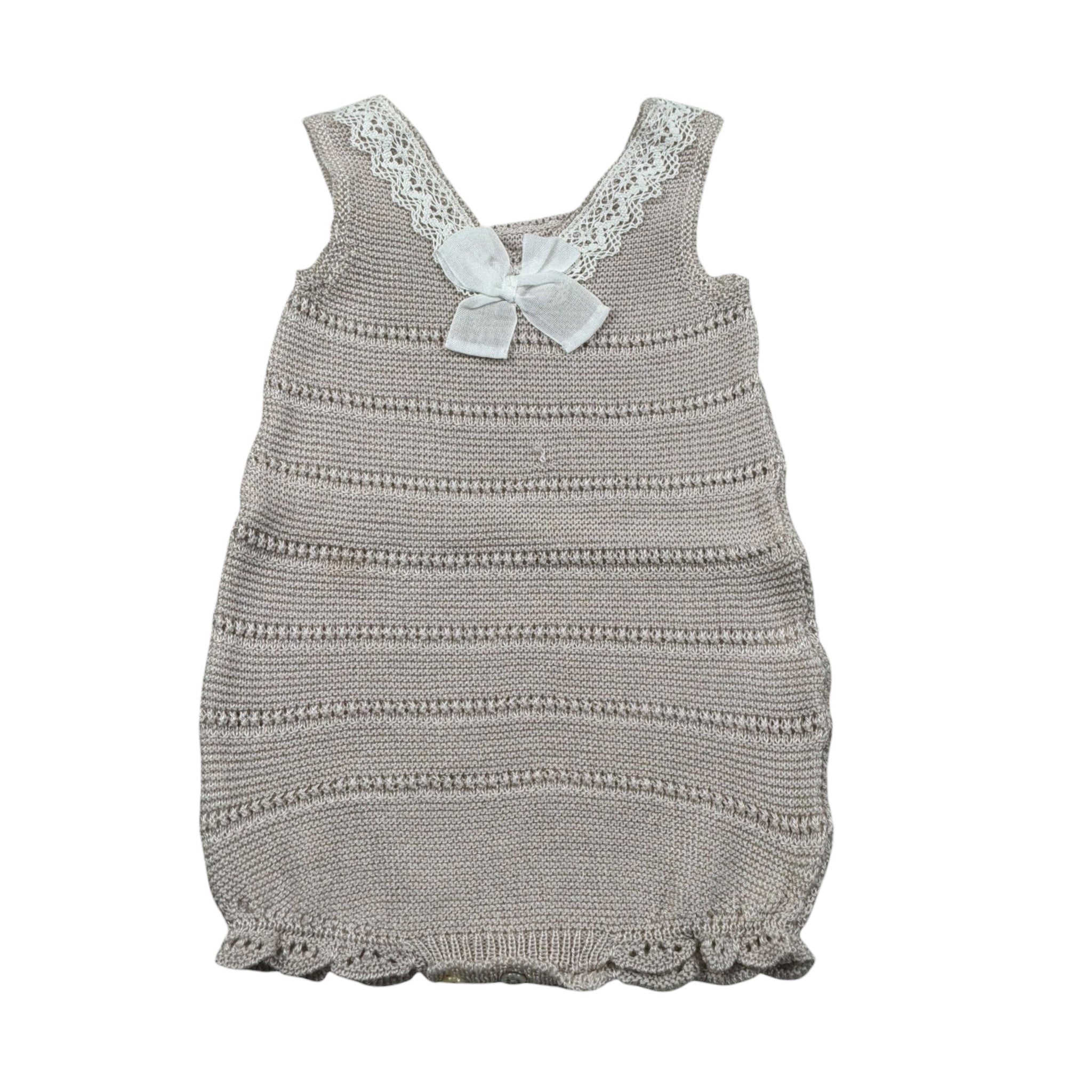 Paz Rodriguez Pagliaccetto Giromanica Tinta Unita con Ricami per Neonata 02242373 BEIGE PAZ RODRIGUEZ 