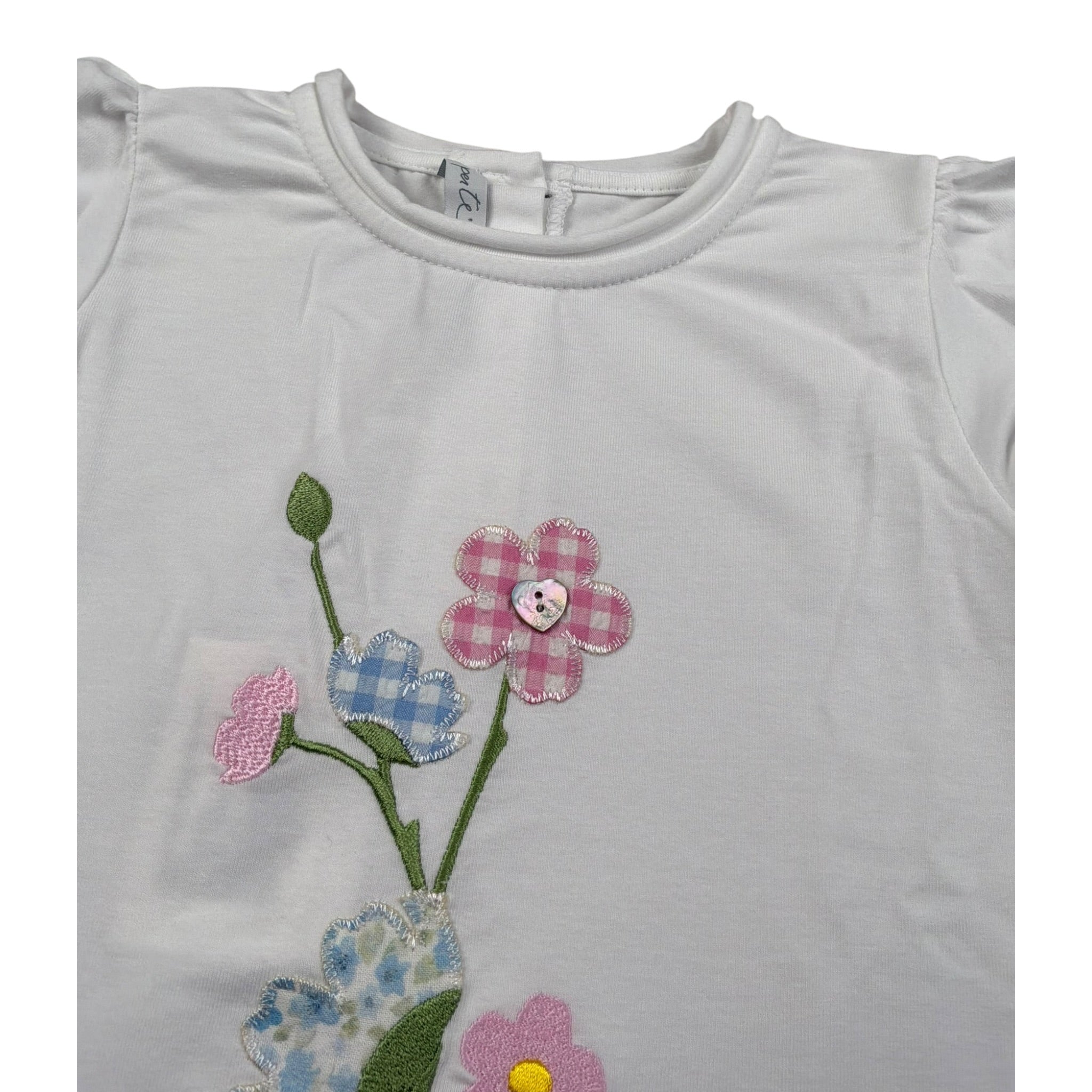 Per Te T-Shirt Girocollo tinta unita Cn Ricami Bianco per Bambina 34411J BIANCO PER TE 
