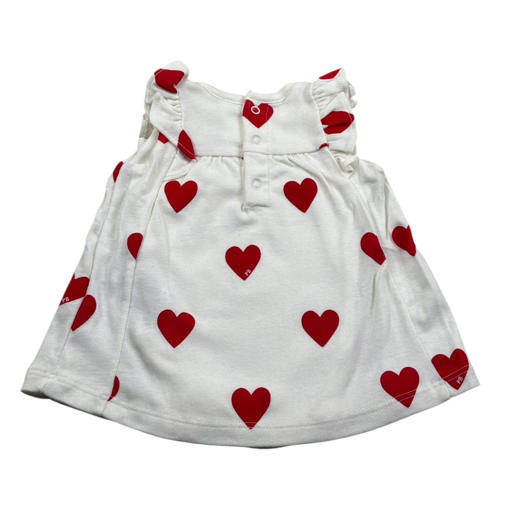 Petit Bateau Abito Giromanica tinta unita con Stampe Cuori Bianco per Neonata A09MS01420 BIANCO PETIT BATEAU 