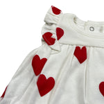 Petit Bateau Abito Giromanica tinta unita con Stampe Cuori Bianco per Neonata A09MS01420 BIANCO PETIT BATEAU 