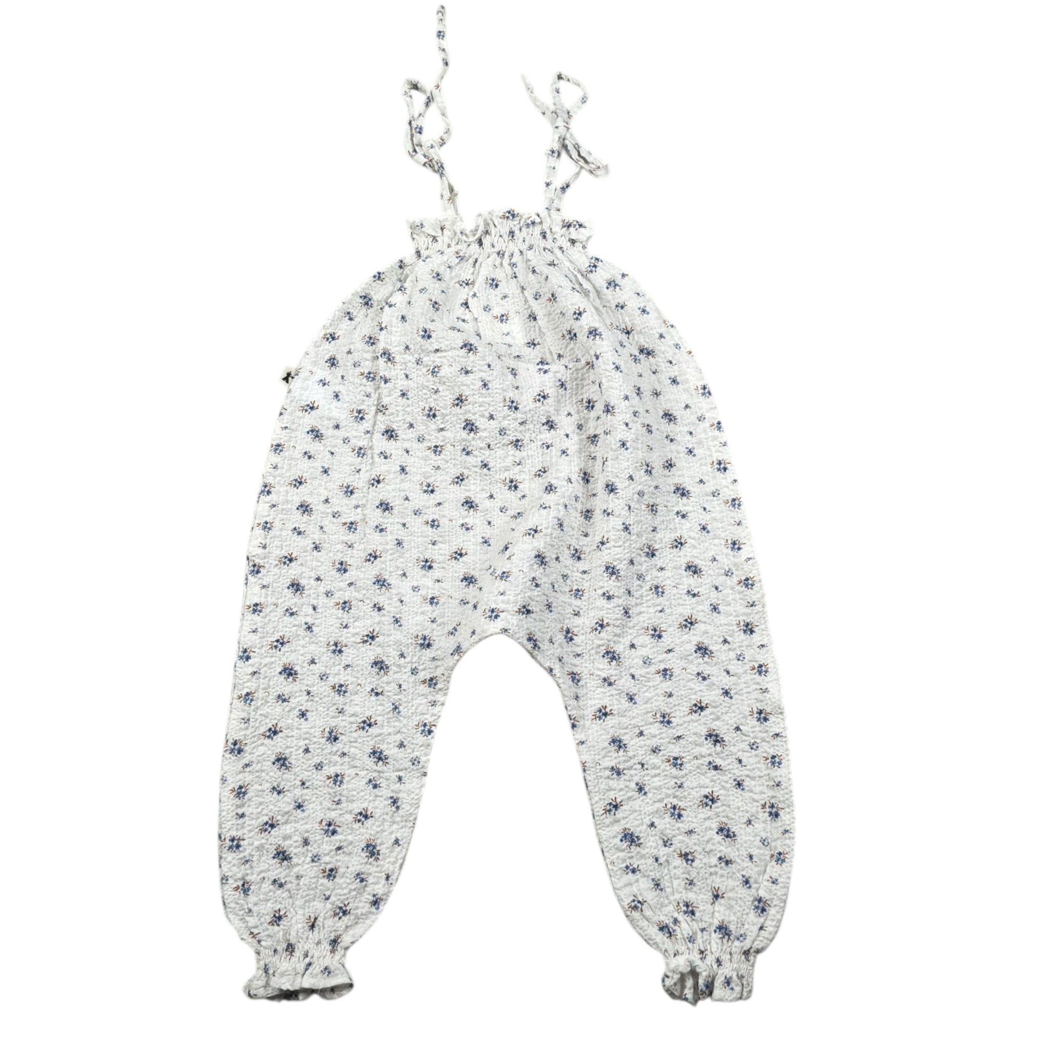 Petit Indi Tuta Intera Tinta Unita con Stampa Fiori per Neonata SS25B1235 BIANCO PETIT INDI 