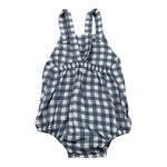 Petit Indi Salopette Bicolore con Fantasia A Quadri per Neonata SS25B1433 BIANCO/BLU PETIT INDI 