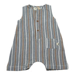Petit Indi Pagliaccetti Tricolore con Fantasia A Righe Girmanica per Neonato SS25B1729 BLU PETIT INDI 