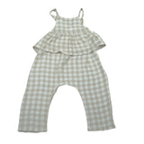 Petit Indi Tuta Intera Bicolore con Fantasia A Quadri per Neonata SS25B2115X BIANCO/BEIGE PETIT INDI 