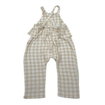 Petit Indi Tuta Intera Bicolore con Fantasia A Quadri per Neonata SS25B2115X BIANCO/BEIGE PETIT INDI 