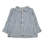 Petit Indi Camicia Tinta Unita con Fantasia A Righe per Bambino SS25BK6838X AZZURRO PETIT INDI 
