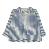 Petit Indi Camicia Tinta Unita con Fantasia A Righe per Bambino SS25BK6838X AZZURRO PETIT INDI 