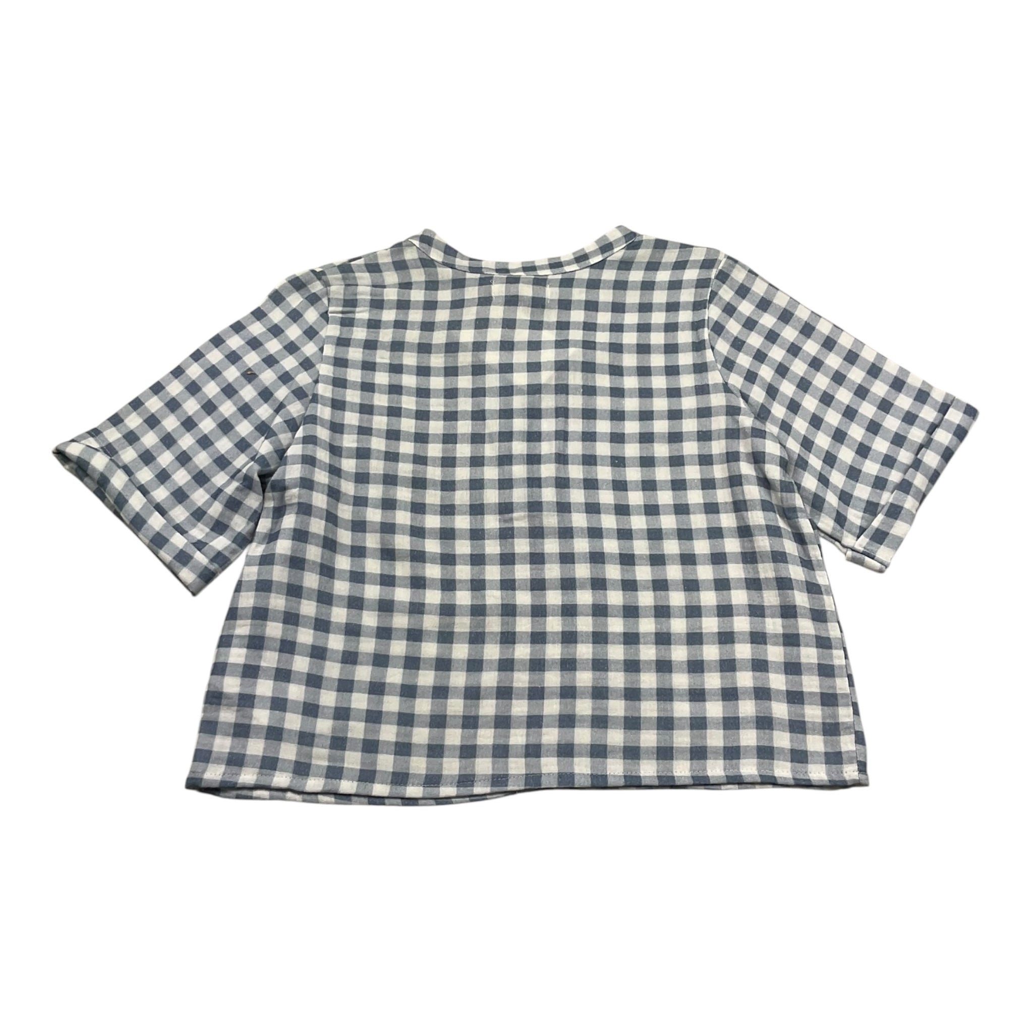 Petit Indi Camicia Tinta Unita con Fantasia A Quadri per Bambino SS25BK7133 BLU PETIT INDI 