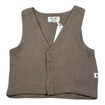 Petit Indi Gilet Tinta Unita per Neonato SS25BK7228X MARRONE PETIT INDI 