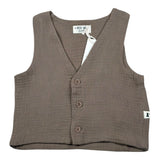 Petit Indi Gilet Tinta Unita per Neonato SS25BK7228X MARRONE PETIT INDI 