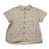 Petit Indi Camicia Tinta Unita con Fantasia A Quadri per Bambino SS25BK7427 BIANCO PETIT INDI 