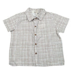 Petit Indi Camicia Tinta Unita con Fantasia A Quadri per Neonato SS25BK7427XN BIANCO PETIT INDI 